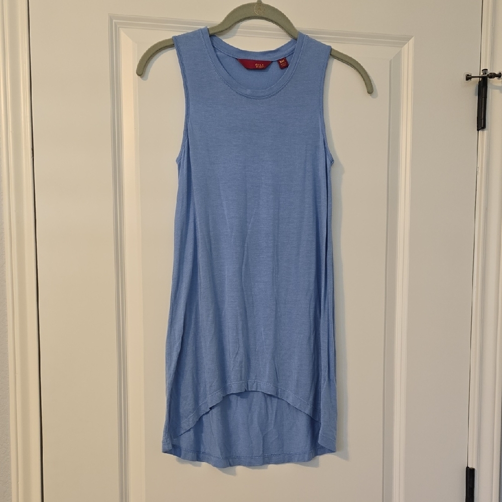 G.I.L.I. Light Blue Crewneck Tunic Top with High-Lo Hem Size XXS
